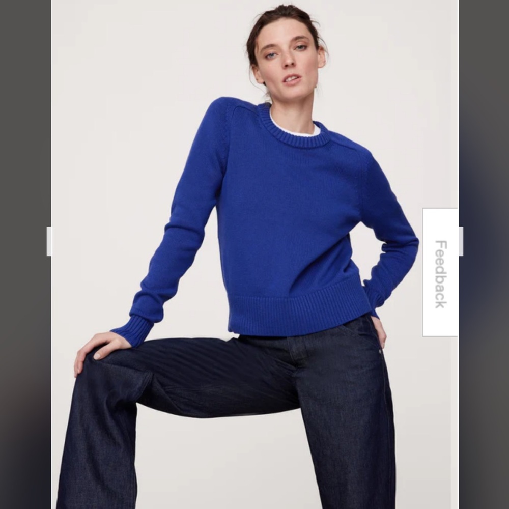 Banana Republic Cotton-Silk Crew-Neck Sweater Deep Royal & Blue 828060 XL